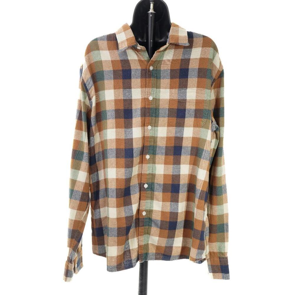 J Crew Autumn Color Long Sleeve Flannel Button Up Shirt Men's Sz L Top